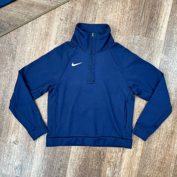 Nike Navy Blue Therma Long Sleeve 1/2 Zip Top - Picture 1 of 5